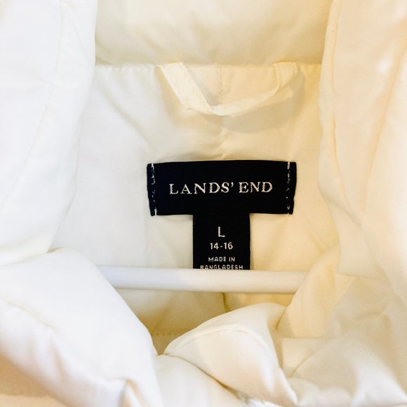 Lands End Winter White/ Down Puffer Vest - Picture 3 of 4